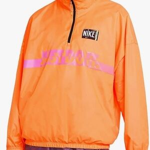 Nike Sportswear Woven Pullover Atomic Orange/ Black Jacket DA2328-858 Sz M Women